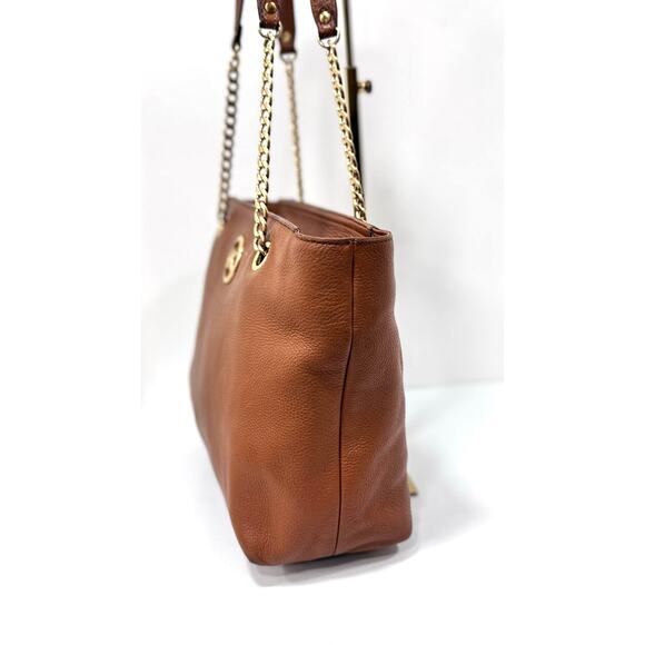 Michael Kors Luggage Brown Pebbled Leather Chain Tote Bag - Picture 5 of 10